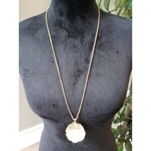 Women's Gold Chain Necklace with Natural Agate Geode Pendant Statement Jewelry